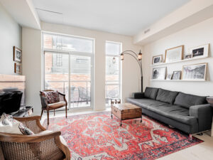 Living room with walk-out to private balcony | 243 Perth Ave PH307 | the BREL team